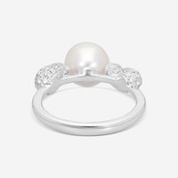 ASSAEL - Diamond & Akoya Cultured Pearl Ring; Single Pearl 8.0 - 8.5mm,  78 Diamonds 0.42 cts, 18KW, Sz 6 - R4273 - THE SOLIST