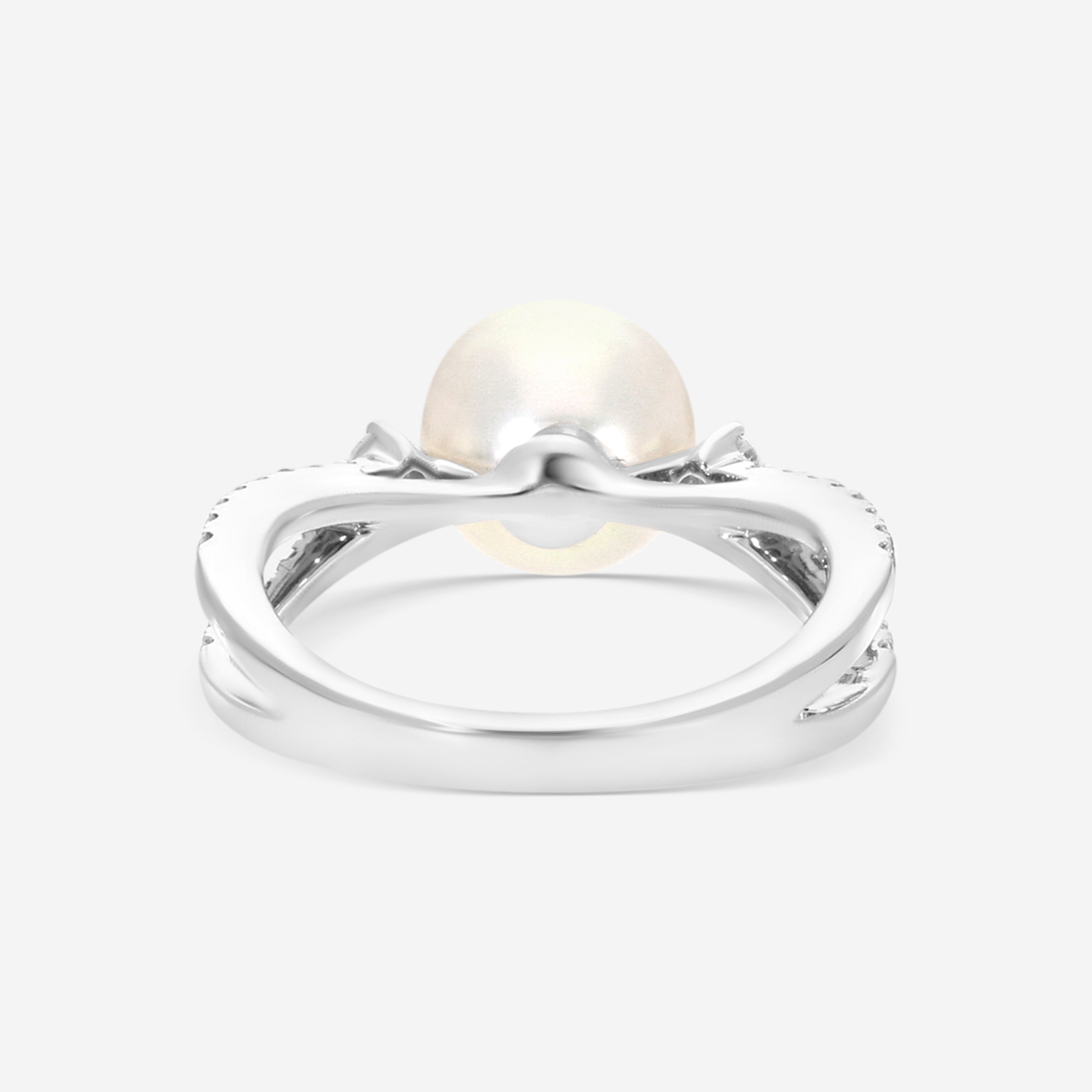 Assael 18K White Gold Diamond & Akoya Cultured Single Pearl Ring Sz. 6.5 R4298 - THE SOLIST