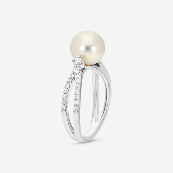 Assael 18K White Gold Diamond & Akoya Cultured Single Pearl Ring Sz. 6.5 R4298 - THE SOLIST