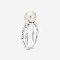 Assael 18K White Gold Diamond & Akoya Cultured Single Pearl Ring Sz. 6.5 R4298 - THE SOLIST