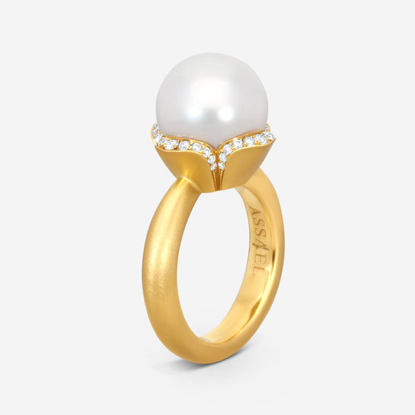 Assael 20K Yellow Gold South Sea Cultured Pearl & Diamond Statement Ring Sz. 6.25 R4302 - THE SOLIST