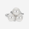 Assael 18K White Gold Diamond & Akoya Cultured Three Pearl Ring Sz. 6.5 R4305 - THE SOLIST