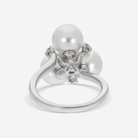 Assael 18K White Gold Diamond & Akoya Cultured Three Pearl Ring Sz. 6.5 R4305 - THE SOLIST