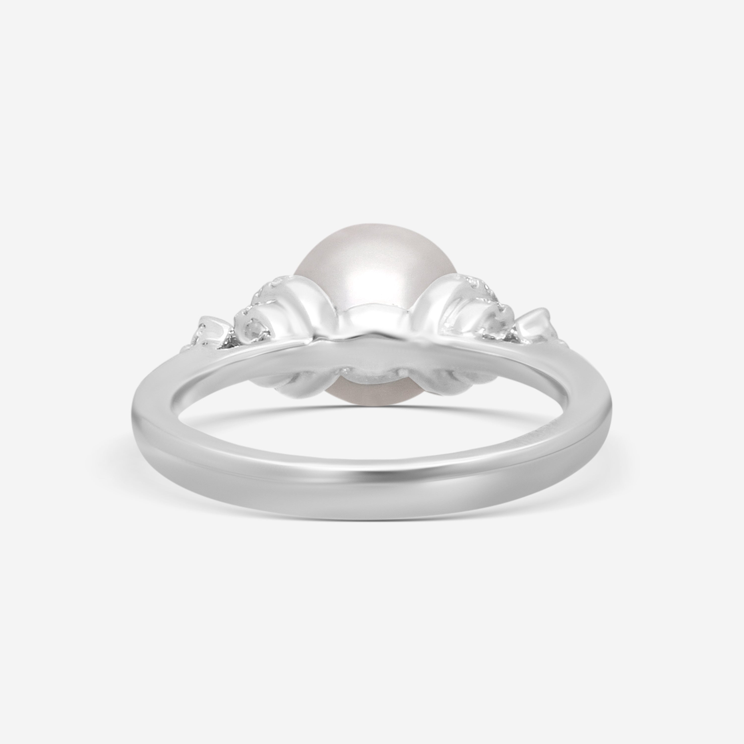 Assael 18K White Gold Akoya Cultured Pearl & Diamond Ring Sz. 6.5 R4436