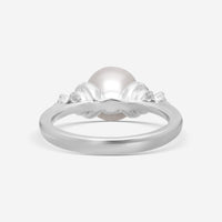 Assael 18K White Gold Akoya Cultured Pearl & Diamond Ring Sz. 6.5 R4436
