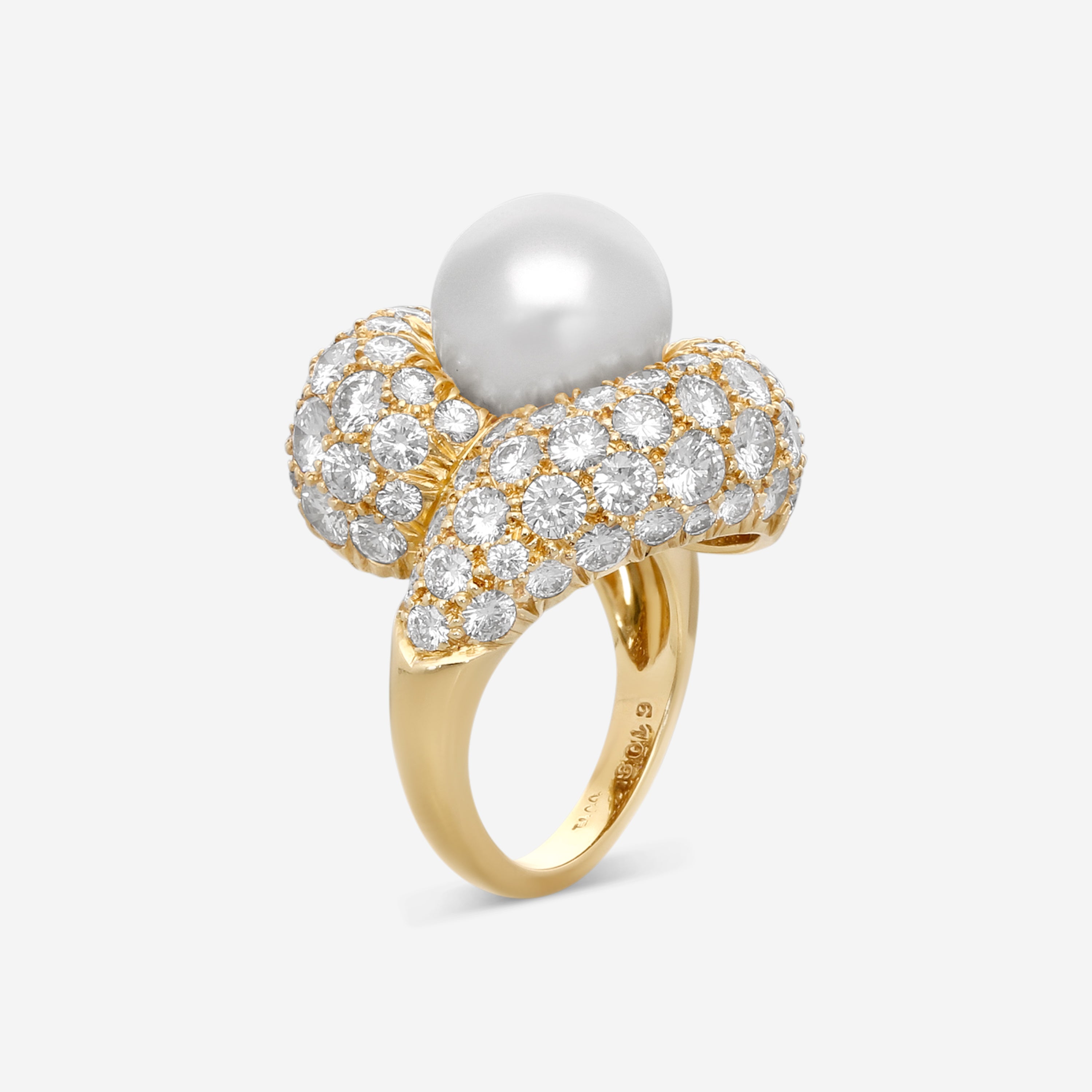 Suna Brothers 18K Yellow Gold Diamond & South Sea Pearl Ring R6108CPY