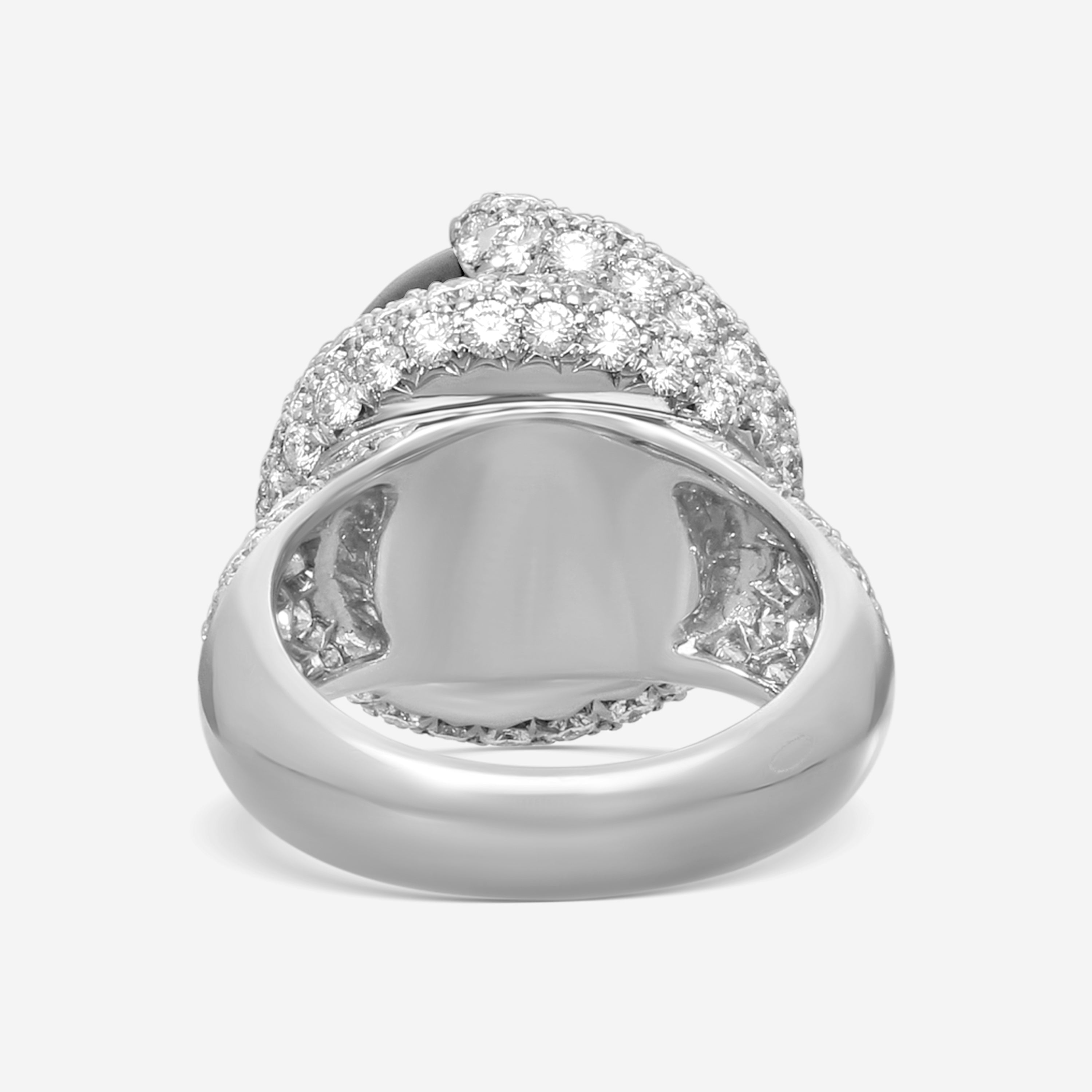Suna Brothers Platinum Diamond & Tahitian Black Pearl Ring Sz. 6.5 R7133TACPP