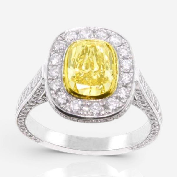 Diana M. Jewels Platinum & 18K Yellow Gold Diamond Engagement Ring Sz. 6 RAD131