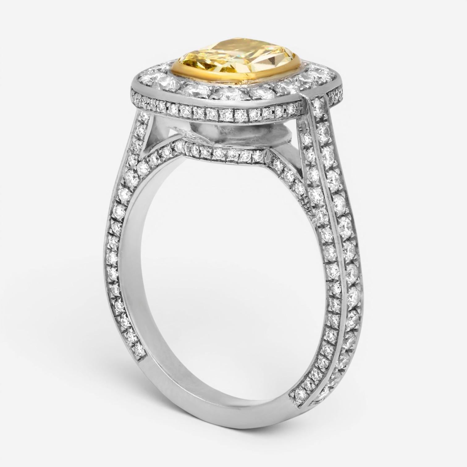 Diana M. Jewels Platinum & 18K Yellow Gold Diamond Engagement Ring Sz. 6 RAD131