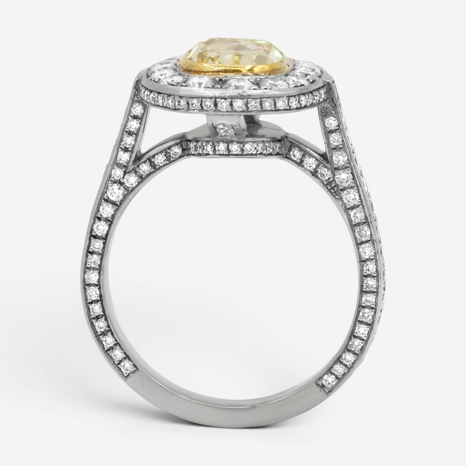 Diana M. Jewels Platinum & 18K Yellow Gold Diamond Engagement Ring Sz. 6 RAD131
