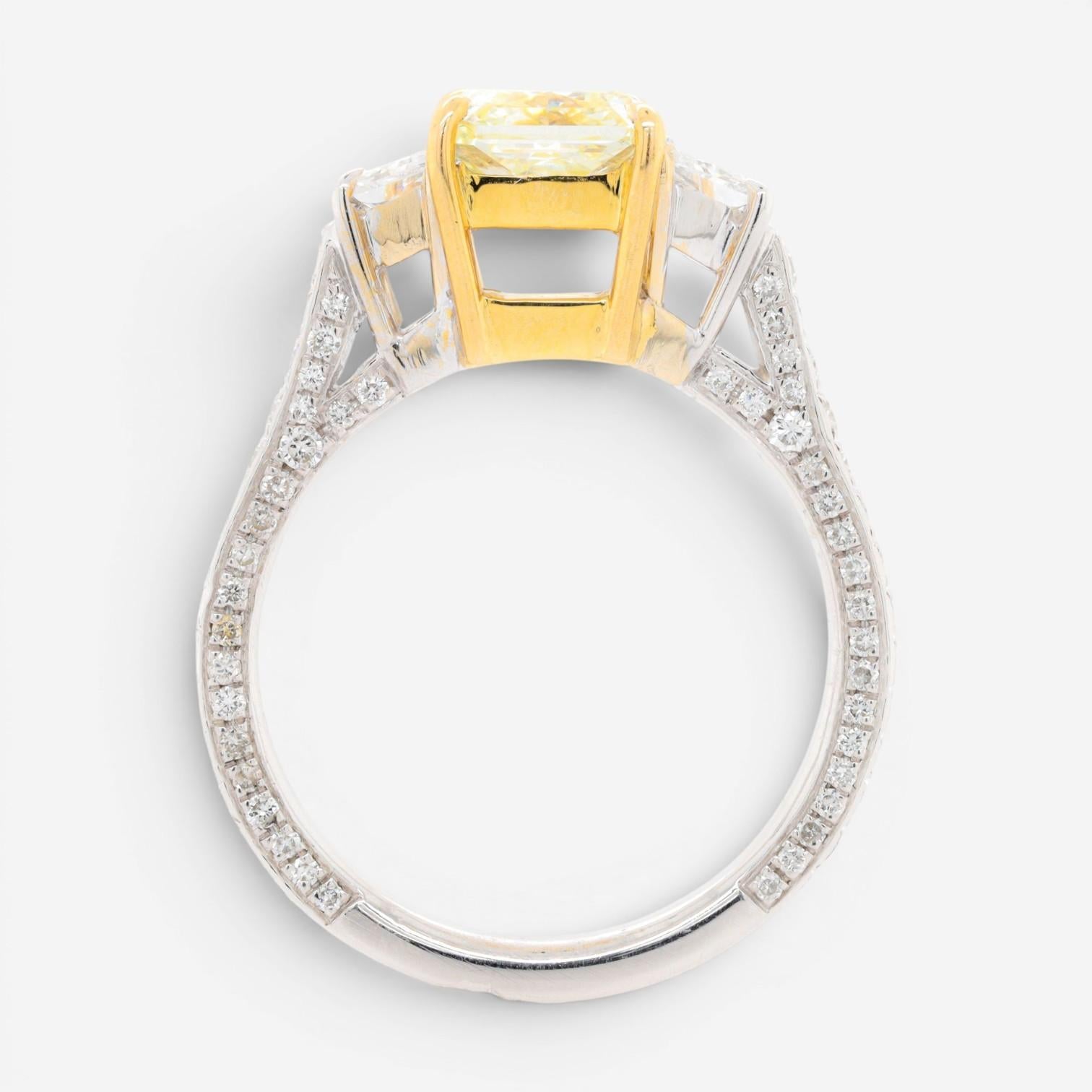 Diana M. Jewels Platinum & 18K Yellow Gold Diamond Engagement Ring Sz. 6 RAD261
