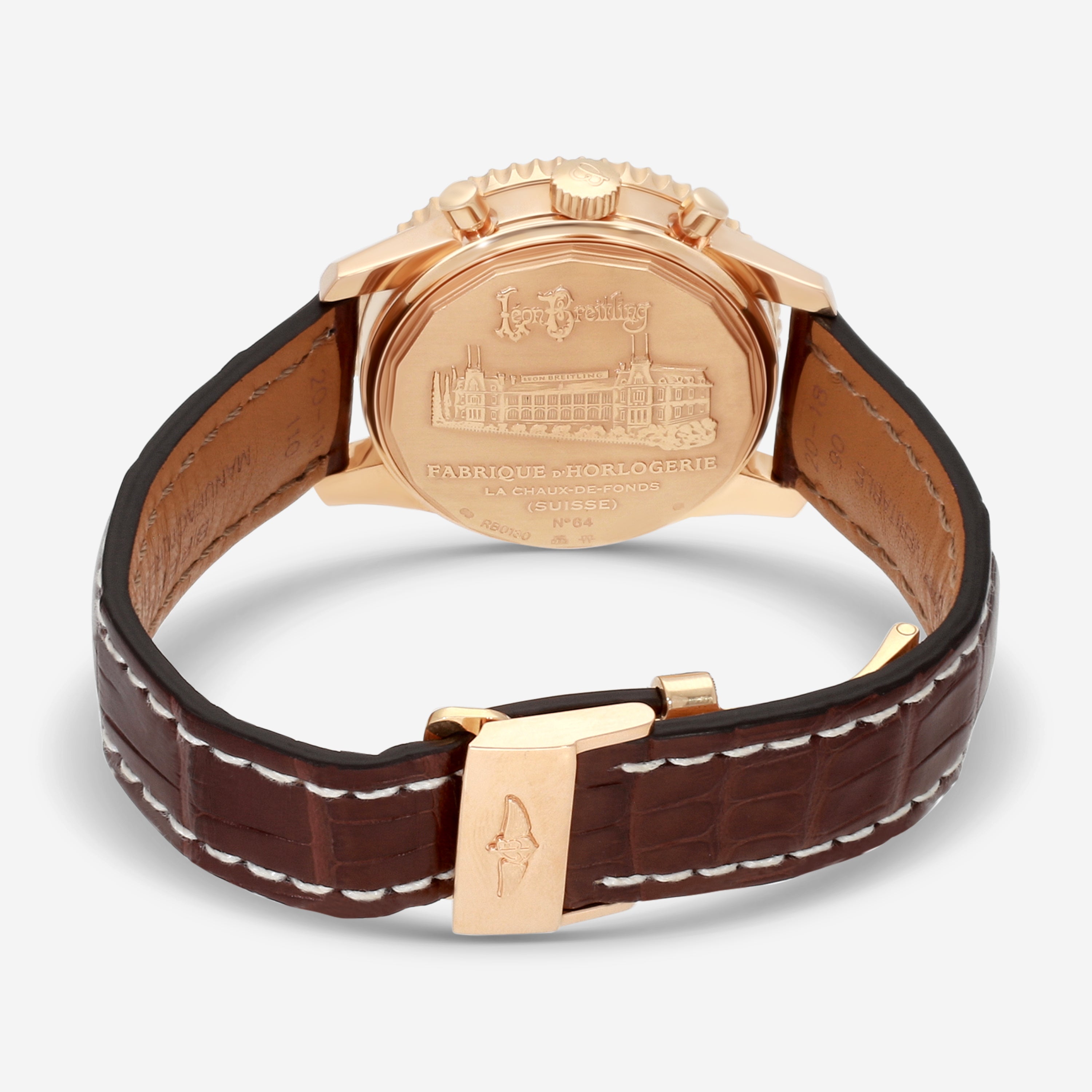 Breitling Montbrillant Chronograph 18K Rose Gold Automatic Men's Watch RB0130