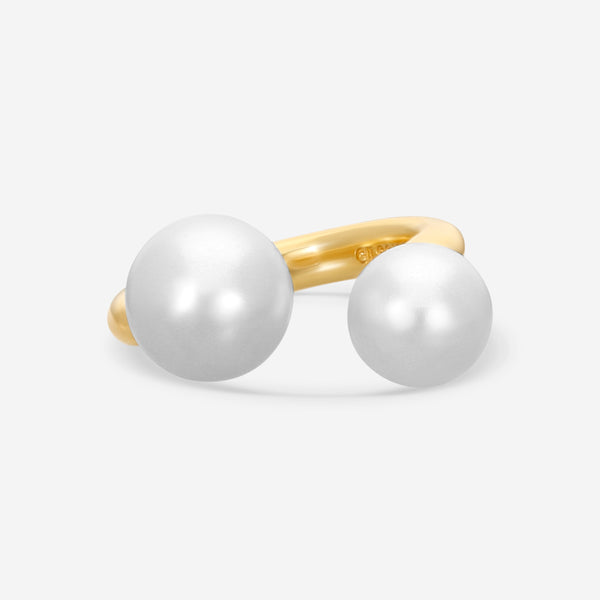 ASSAEL - Two Bubble Ring; 2 Japanese Akoya Cultured Pearls 8.0 - 9.9mm, 18K YG, (Sz 5.5) - RBU2AY-5.5 - THE SOLIST