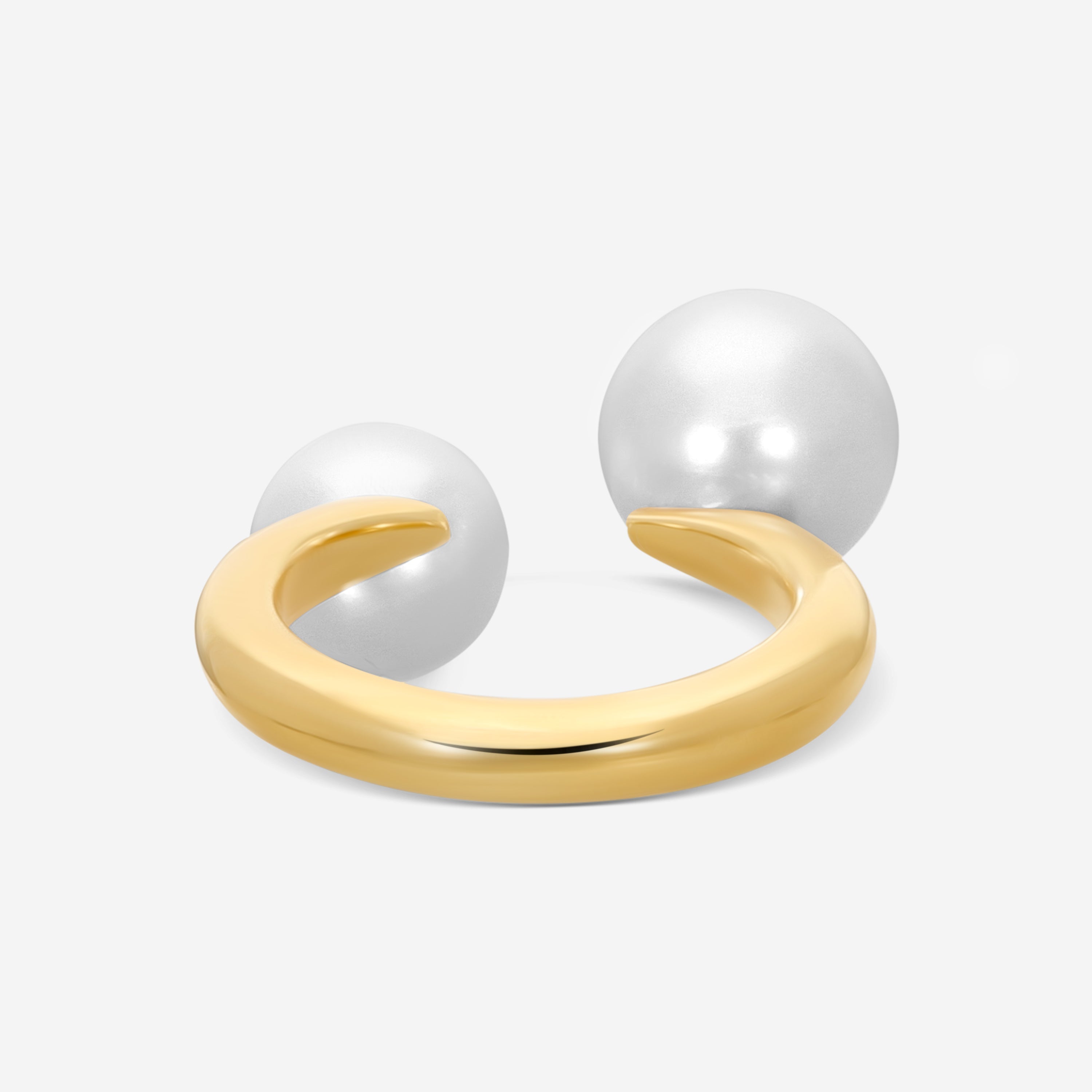 ASSAEL - Two Bubble Ring; 2 Japanese Akoya Cultured Pearls 8.0 - 9.9mm, 18K YG, (Sz 5.5) - RBU2AY-5.5 - THE SOLIST