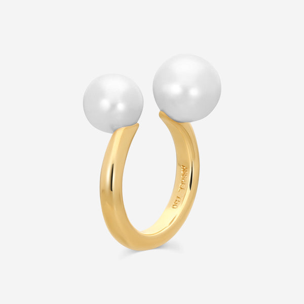 ASSAEL - Two Bubble Ring; 2 Japanese Akoya Cultured Pearls 8.0 - 9.9mm, 18K YG, (Sz 5.5) - RBU2AY-5.5 - THE SOLIST