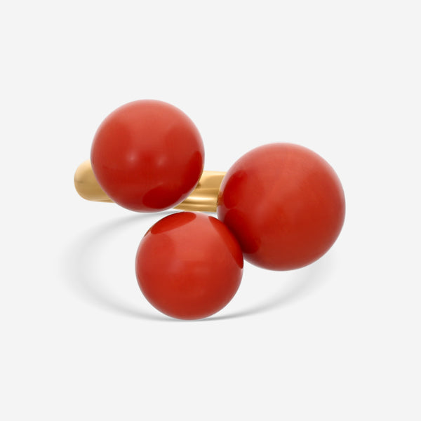 ASSAEL - Three Bubble Coral Ring; 3 Sardinian Beads 10.5 - 12.5mm, 18K YG, (Sz 5.75) - RBU3LC-1 - THE SOLIST