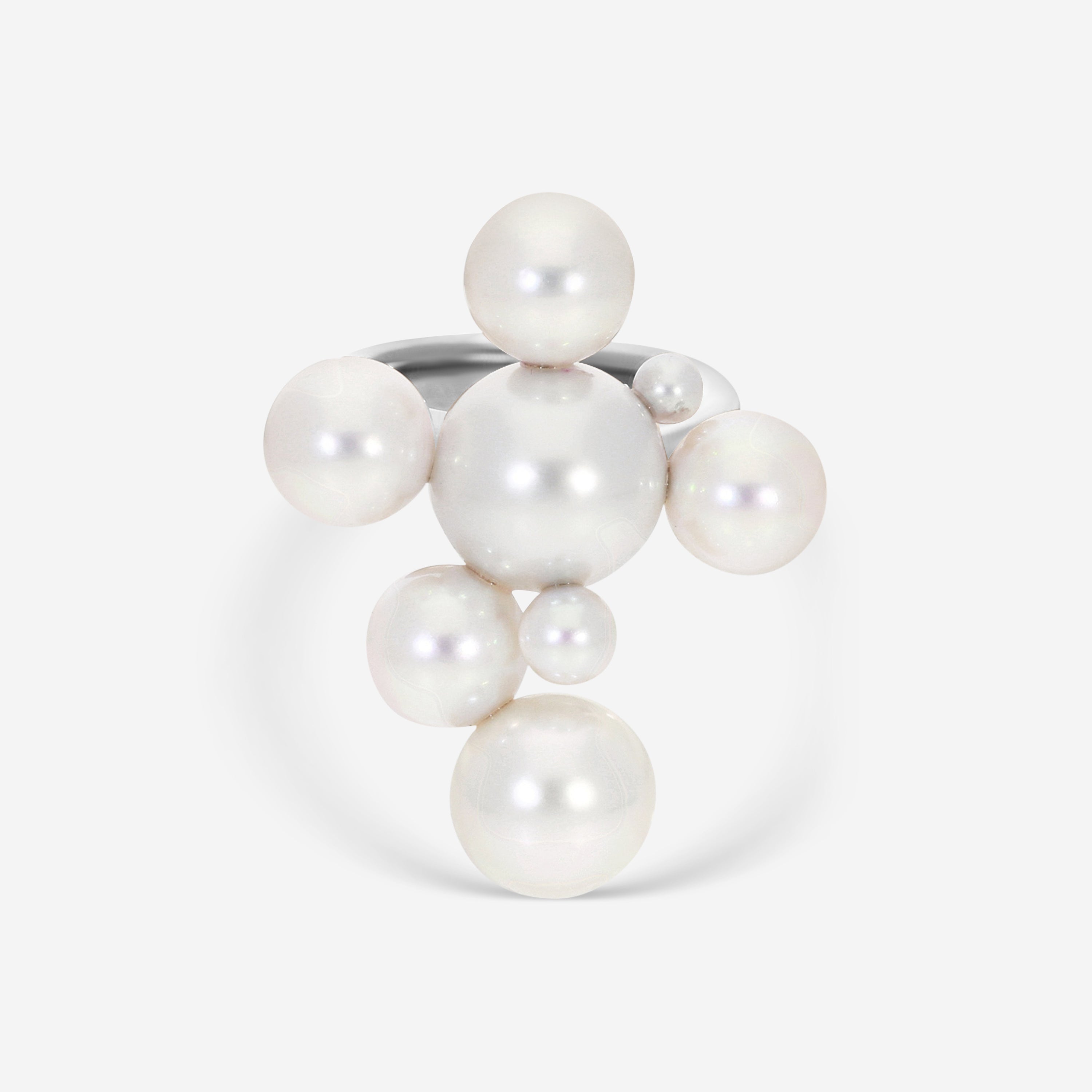 Assael 18K White Gold South Sea Cultured Pearl & Japanese Akoya Cultured Pearl Bubble Ring 6.5 RBUMS-5 - THE SOLIST
