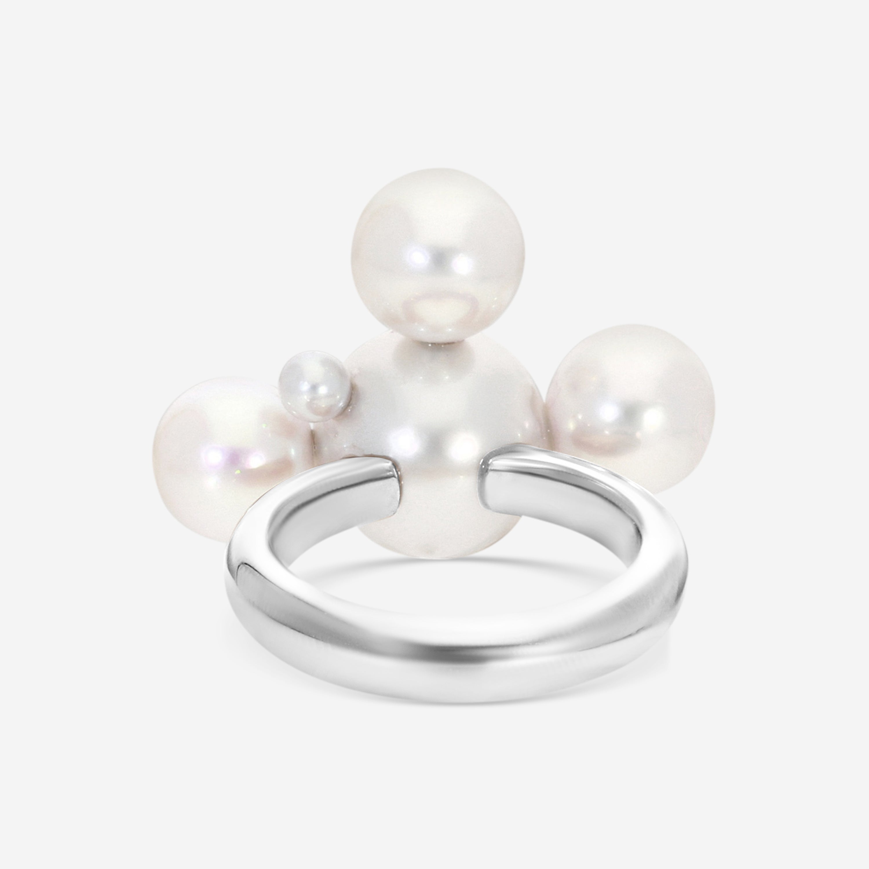 Assael 18K White Gold South Sea Cultured Pearl & Japanese Akoya Cultured Pearl Bubble Ring 6.5 RBUMS-5 - THE SOLIST