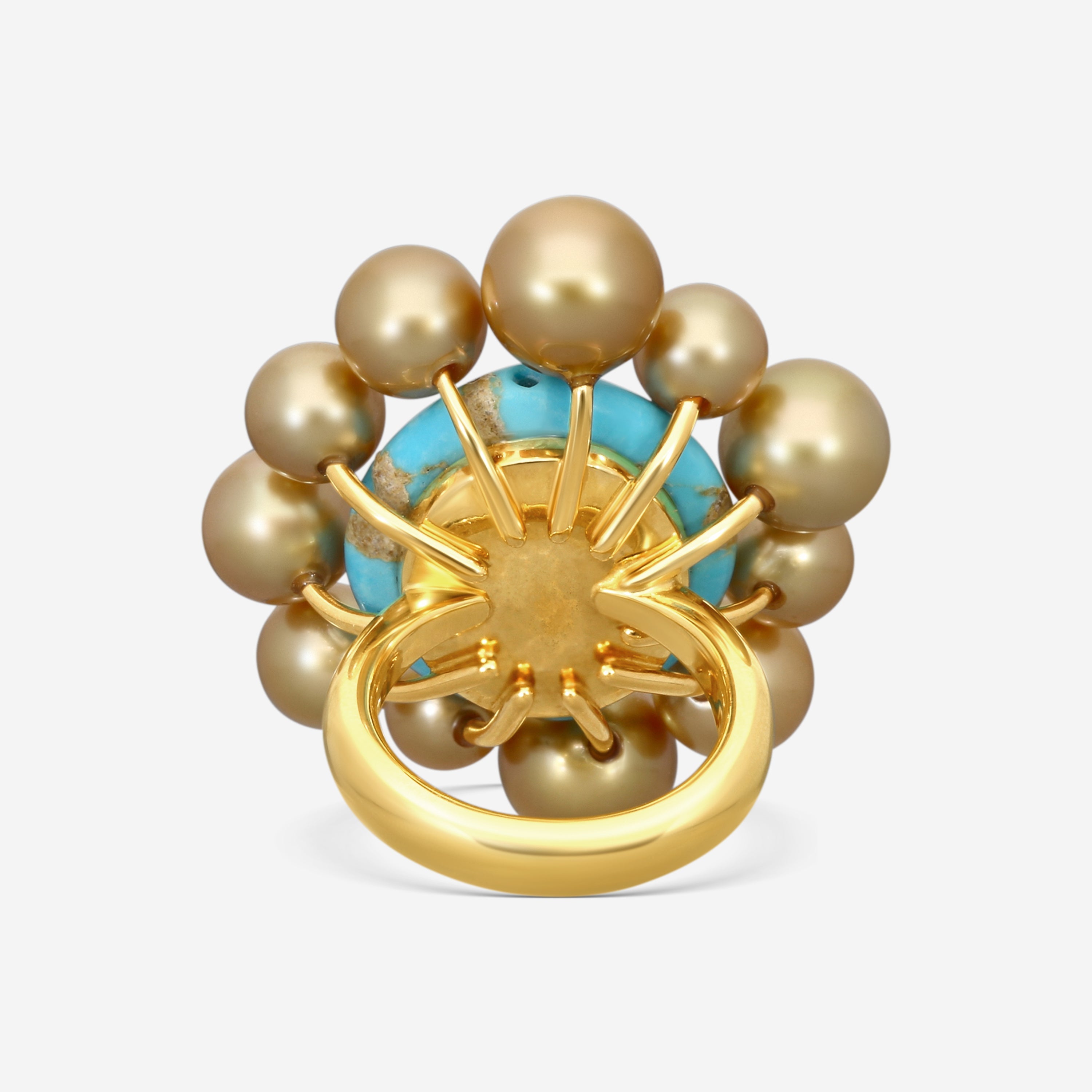Assael 18K Yellow Gold Pearl & Turquoise Statement Ring Sz. 6.5 RCO-GTQ00001