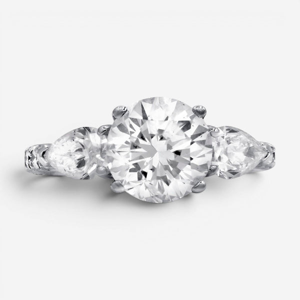 Diana M. Jewels Three Stone Platinum Diamond Engagement Ring Sz. 6.5 RD2228