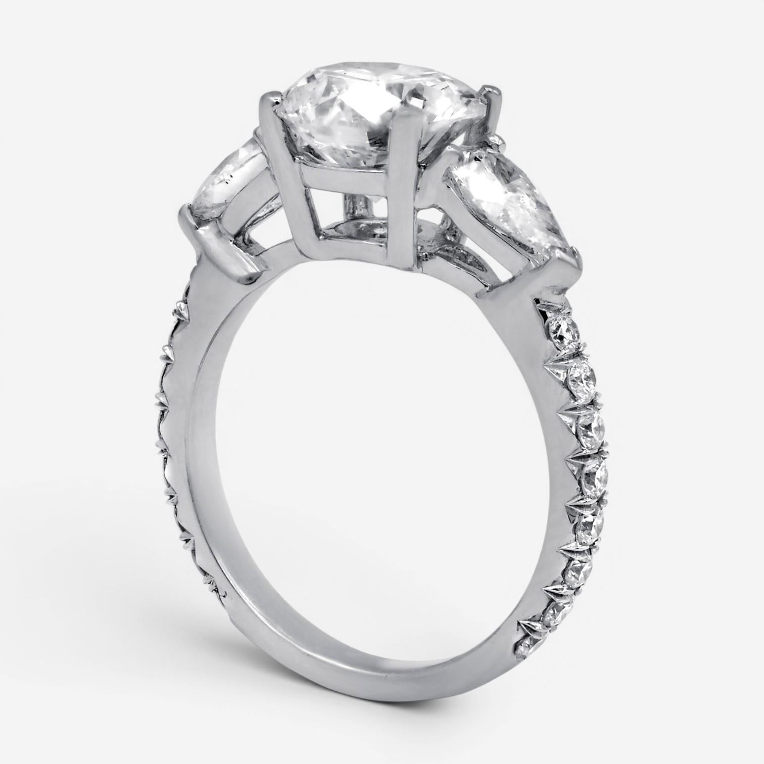 Diana M. Jewels Three Stone Platinum Diamond Engagement Ring Sz. 6.5 RD2228