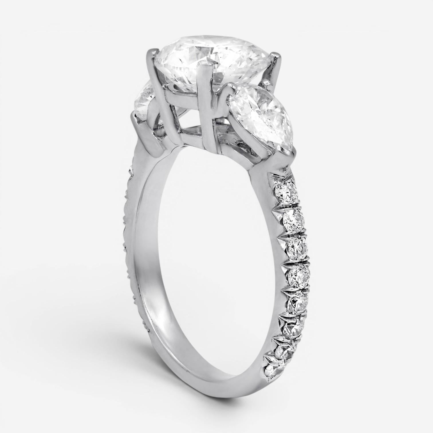 Diana M. Jewels Three Stone Platinum Diamond Engagement Ring Sz. 6.5 RD2228