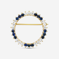 Suna 18K Yellow Gold Diamond & Sapphire Circle Pin P7139SY