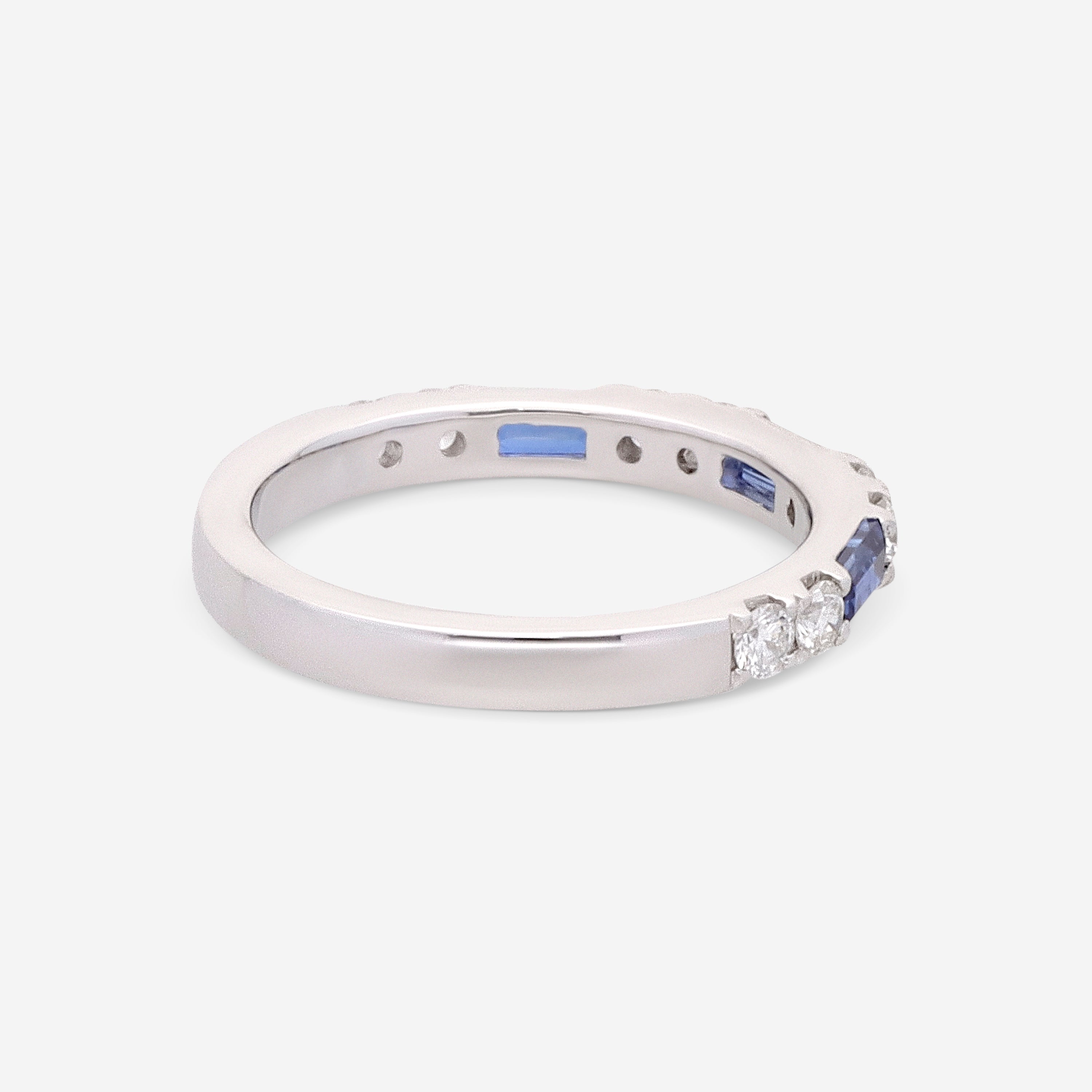 Ina Mar 14K White Gold Alternating Baguette Sapphire and Diamond Ring RG-085897-Sapp