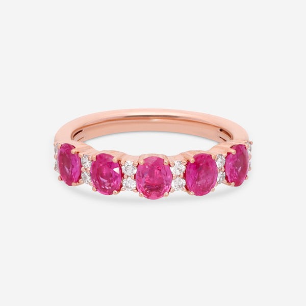 Ina Mar 14K Rose Gold Ruby & Diamond 5-Gemstone Ring RG-085921-Ruby