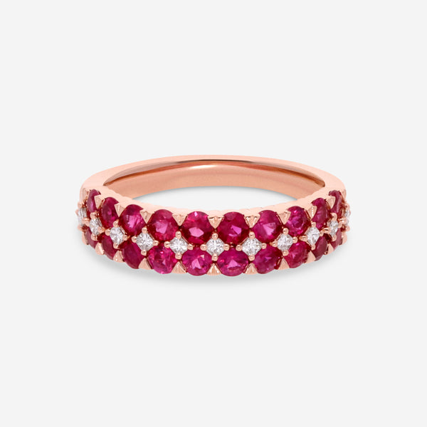 Ina Mar 14K Rose Gold Ruby & Diamond Double Row Ring RG-085922-Ruby - THE SOLIST