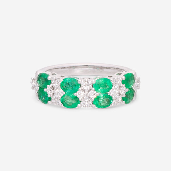Ina Mar 14K White Gold Emerald and Diamond Band RG-608112-EMD - THE SOLIST