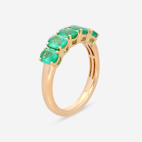 Ina Mar 14K Yellow Gold Oval Shaped Emerald 5 Stone Ring RG-617367-EMD - THE SOLIST