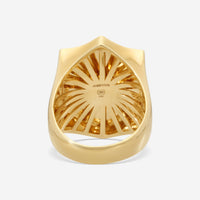 Sydney Evan Love Script Enamel Crest 14K Yellow Gold Diamond and Sapphire Ring Sz. 7 RKE1379SNA-Y7