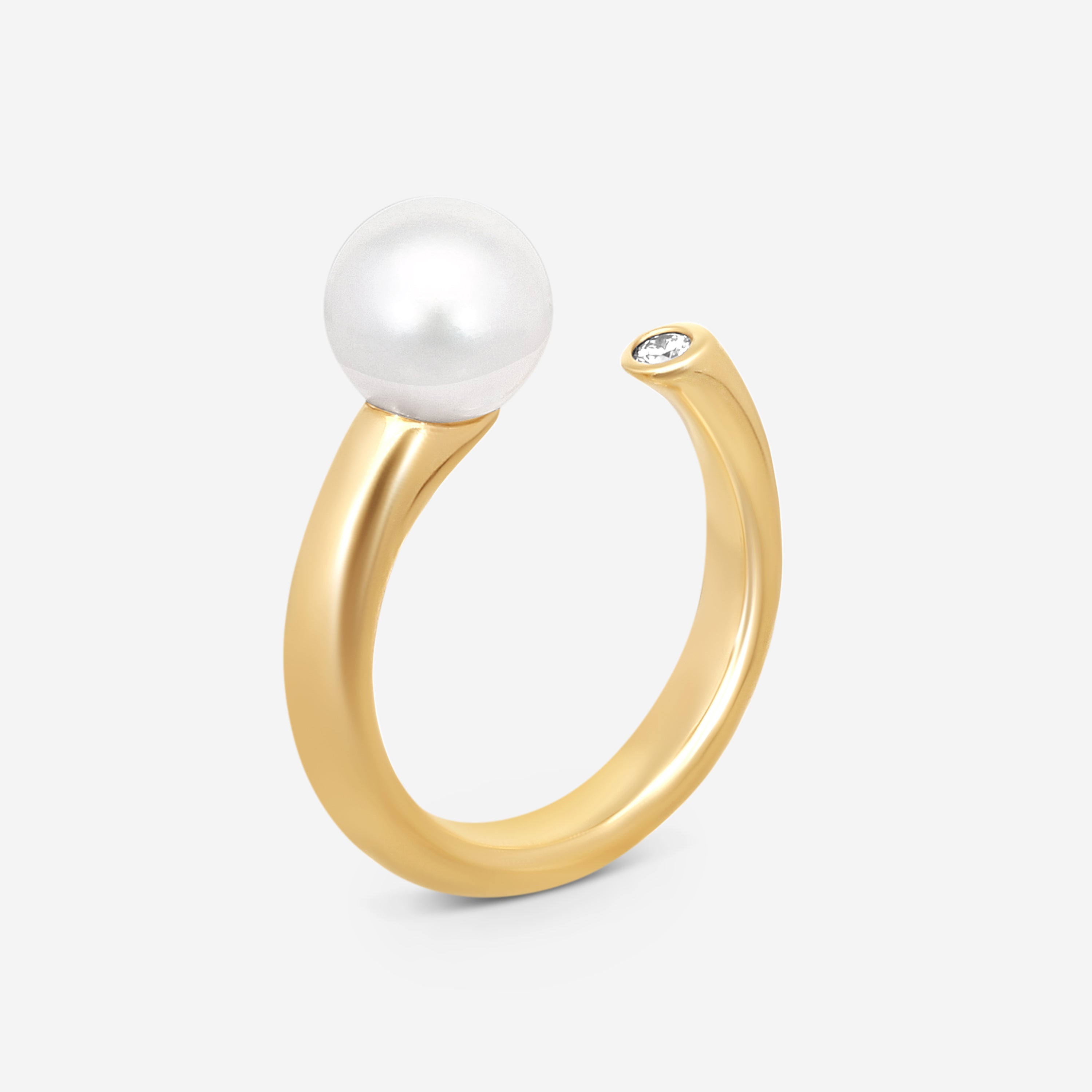 Assael Perfect Pair 18K Yellow Gold Pearl & Diamond Ring Sz. 6 ROO00006 - THE SOLIST