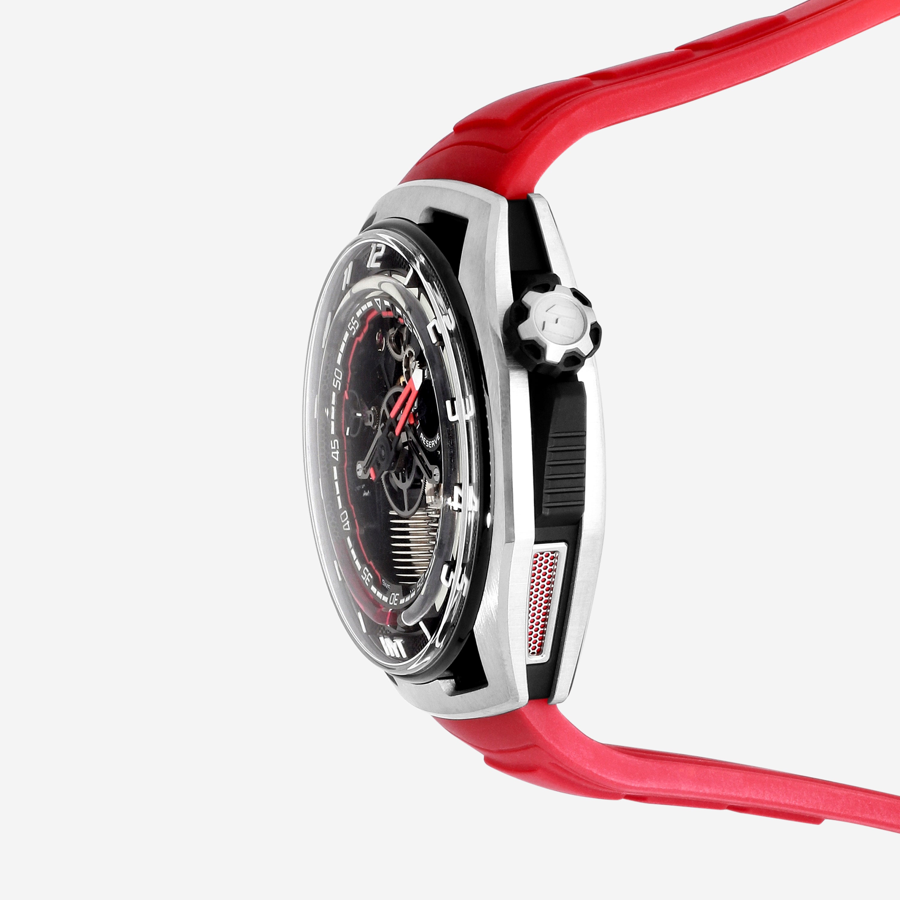 HYT Hastroid Silver Red LE Titanium Manual Wind Watch H03061-A-rubber
