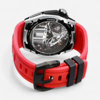 HYT Hastroid Silver Red LE Titanium Manual Wind Watch H03061-A-rubber