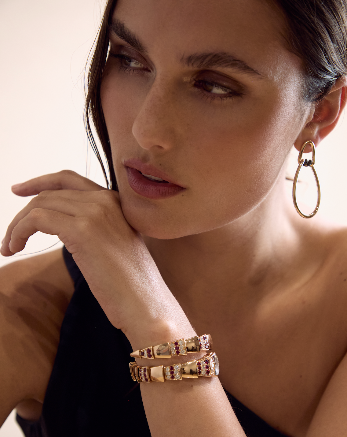 Roberto Coin Cialoma 18K Rose Gold Black Diamond Doorknocker Earrings 7773239ABERX - THE SOLIST