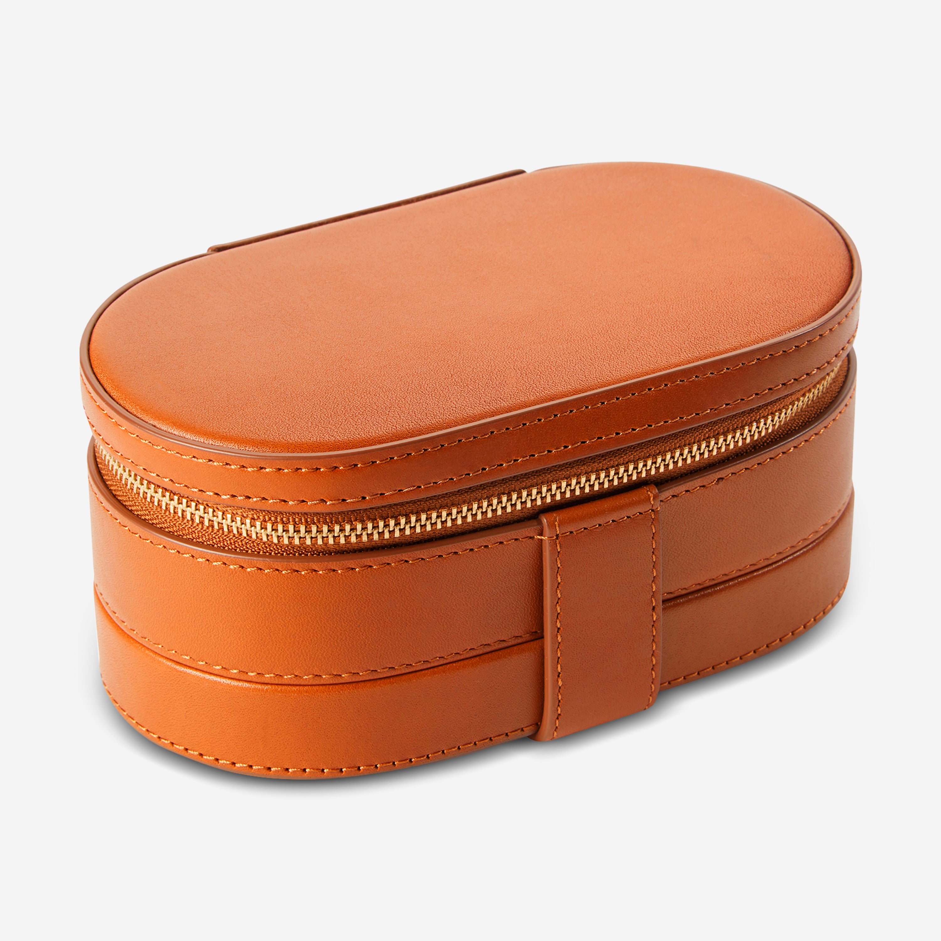 Shinola Birdy Bold Orange Natural Leather Jewelry Case 20256381