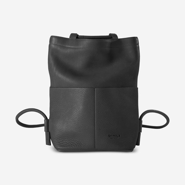 Shinola The Pocket Black Natural Grain Leather Drawstring Backpack 20265343-BL - THE SOLIST