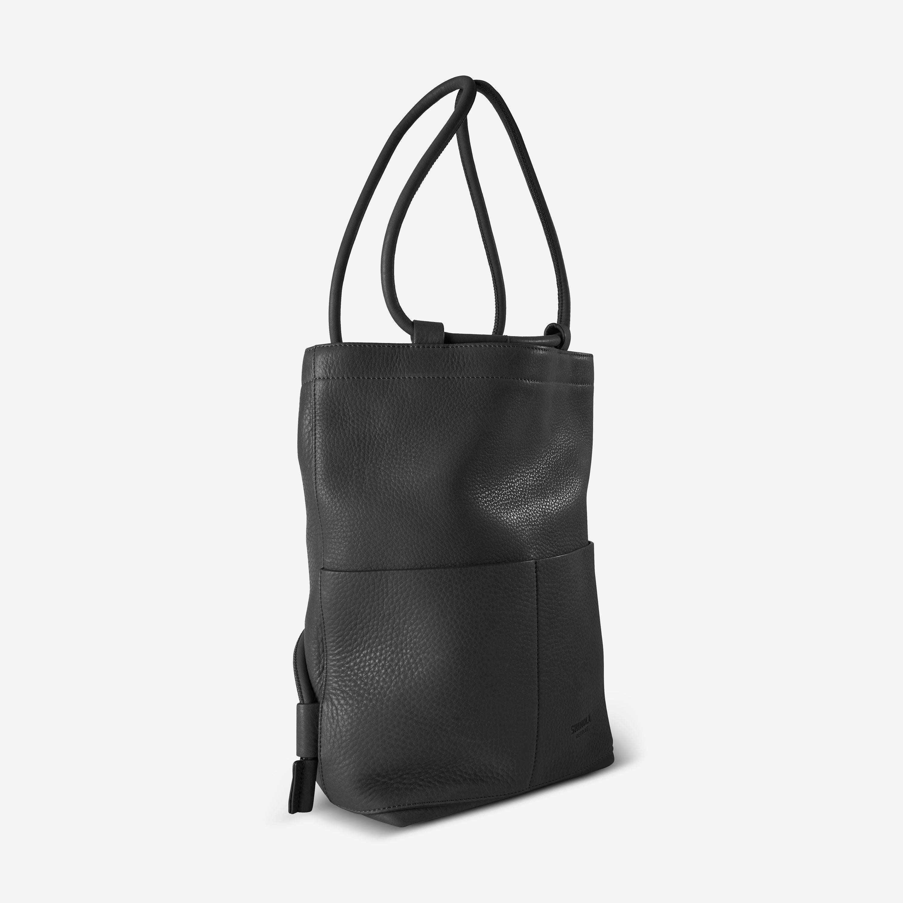 Shinola The Pocket Black Natural Grain Leather Drawstring Backpack 20265343-BL