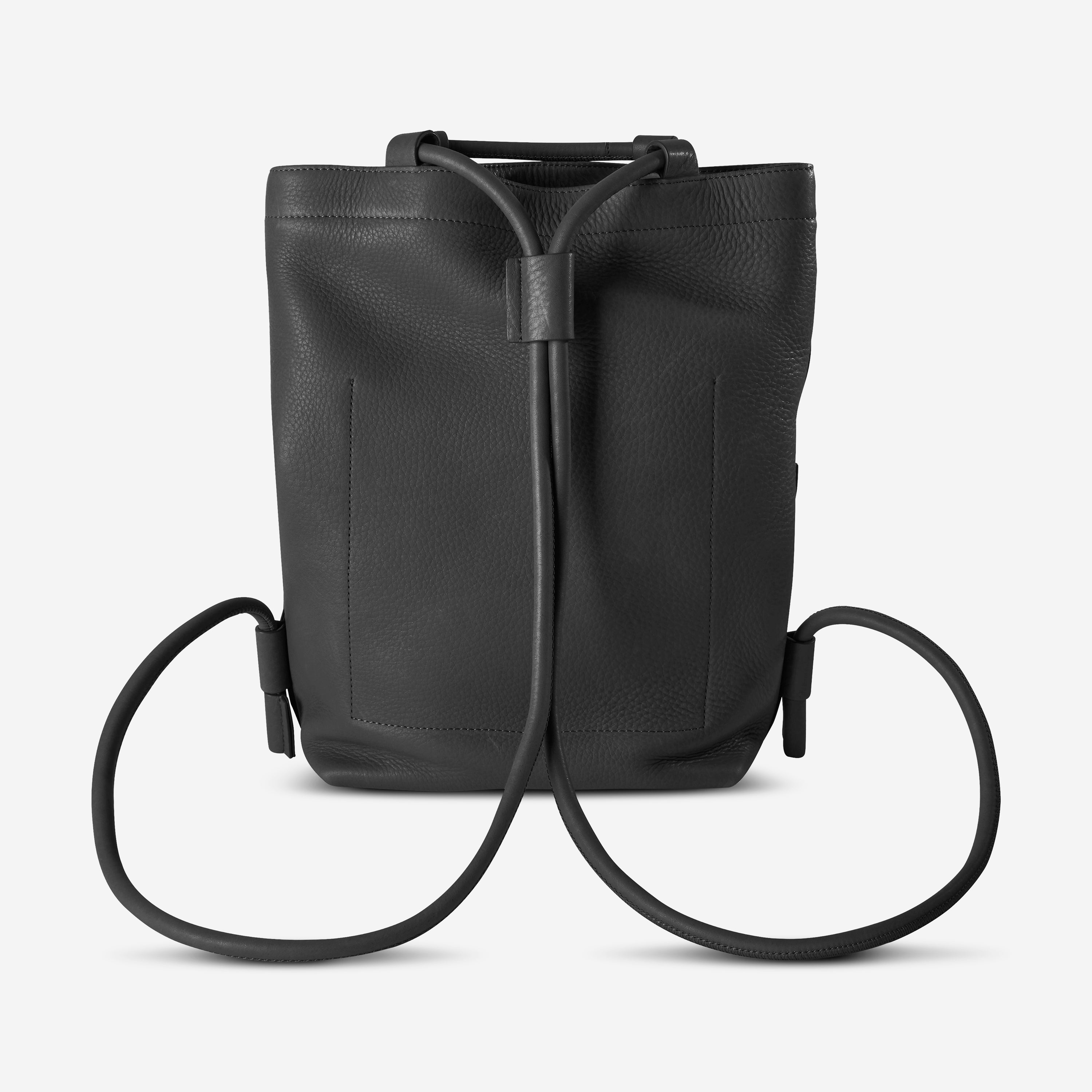 Shinola The Pocket Black Natural Grain Leather Drawstring Backpack 20265343-BL