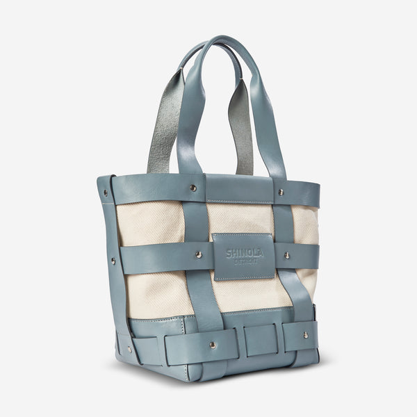 Shinola The Medium Bixby Cadet Blue Vachetta Leather Basket Bag 20265347 - THE SOLIST