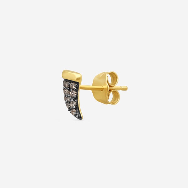 Sydney Evan Mini Horn 14K Yellow Gold Diamond Mono Stud Earrings S25383BND-YB - THE SOLIST