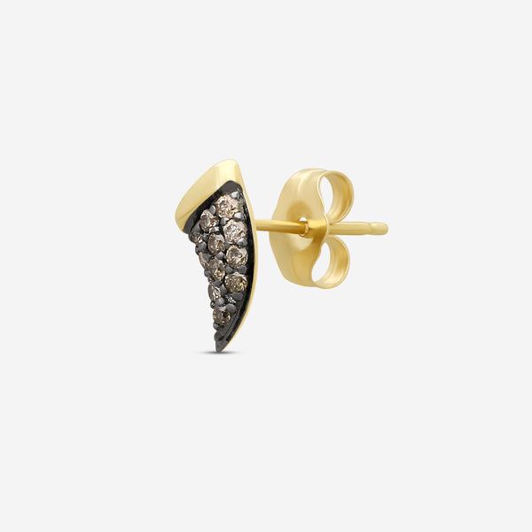 Sydney Evan Mini Horn 14K Yellow Gold Brown Diamond Mono Stud Earrings S33982BND-YB