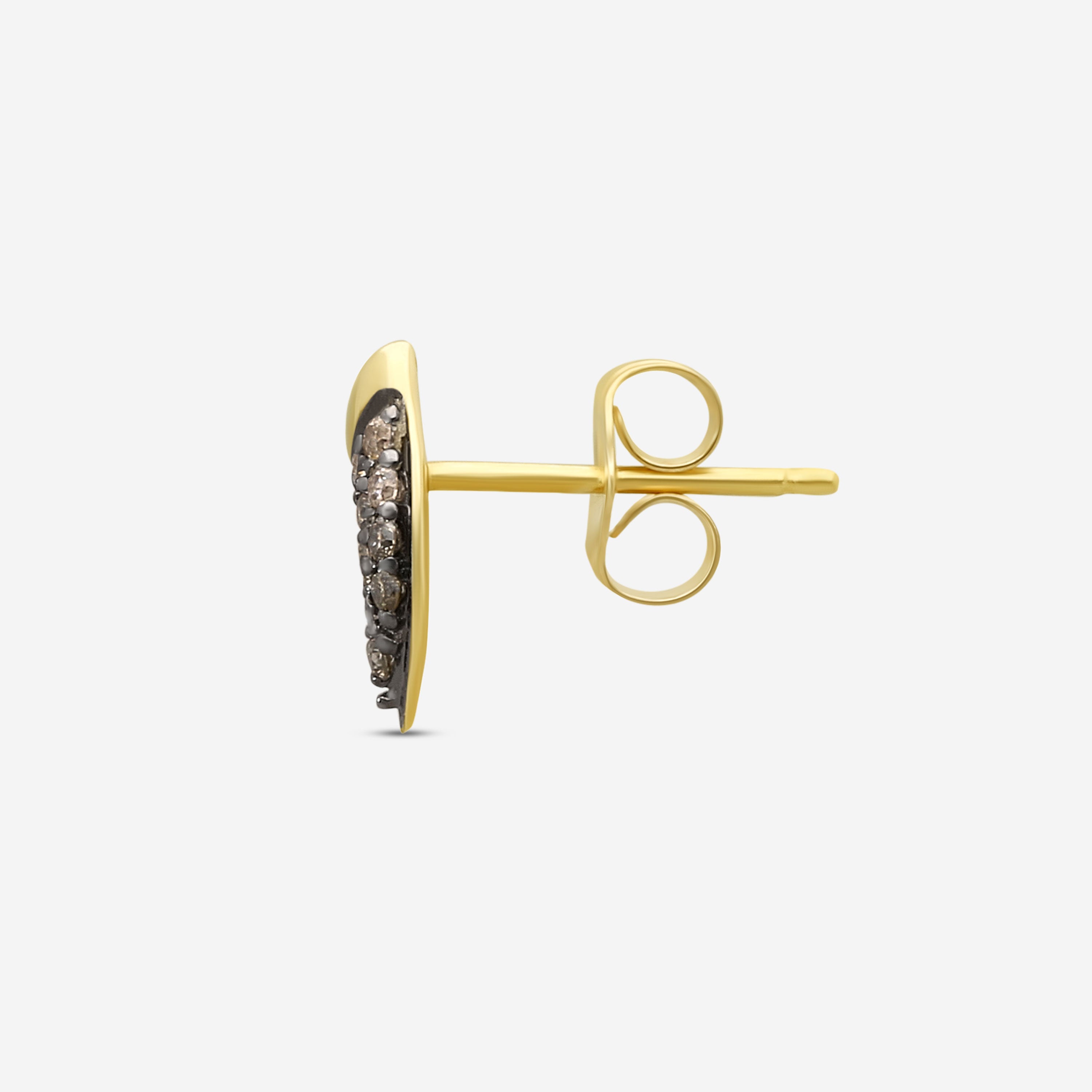 Sydney Evan Mini Horn 14K Yellow Gold Brown Diamond Mono Stud Earrings S33982BND-YB