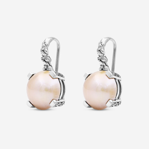 Stephen Dweck Sterling Silver, Round Golden Pearl Earrings SDE-22003 - THE SOLIST