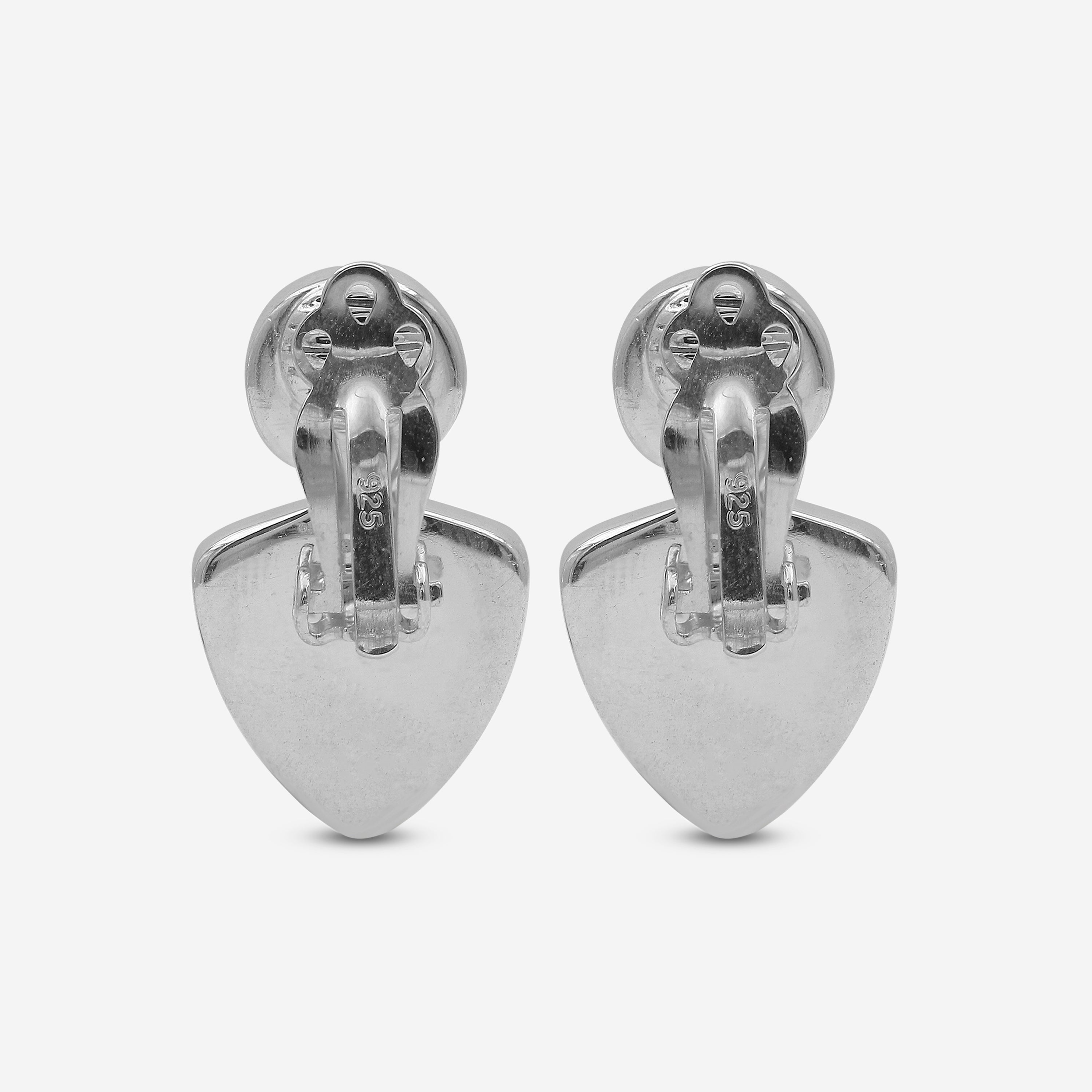 Stephen Dweck Sterling Silver White Pearl Hand Carved Natural Quartz and Mother of Pearl Clip Earrings SDE-32012