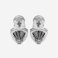 Stephen Dweck Sterling Silver, Silver Pearl Hand Carved Natural Quartz and Mother of Pearl Clip Earrings SDE-32043