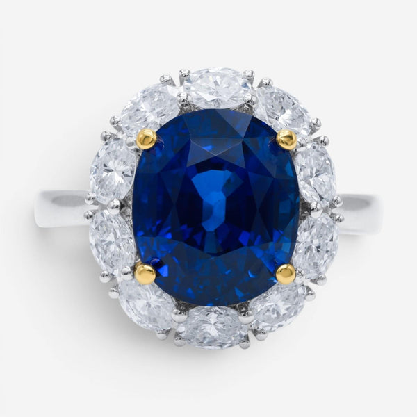 Diana M. Jewels Platinum Sapphire & Diamond Statement Ring SDR671