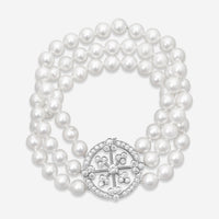 Suna Platinum Diamond Pearl Lace Bracelet B3669CPP